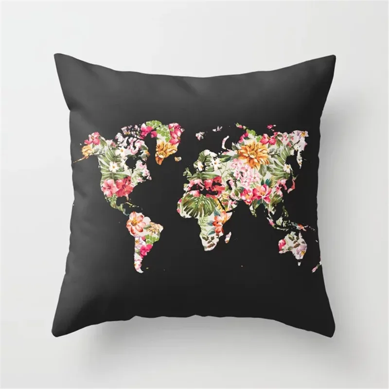 Cushion Covers22 Стиль простой Винтаж карта мира узор чехол для подушки из полиэстера Подушка Чехол домашний декор для автомобиля диван наволочка - Цвет: Cushion Covers22