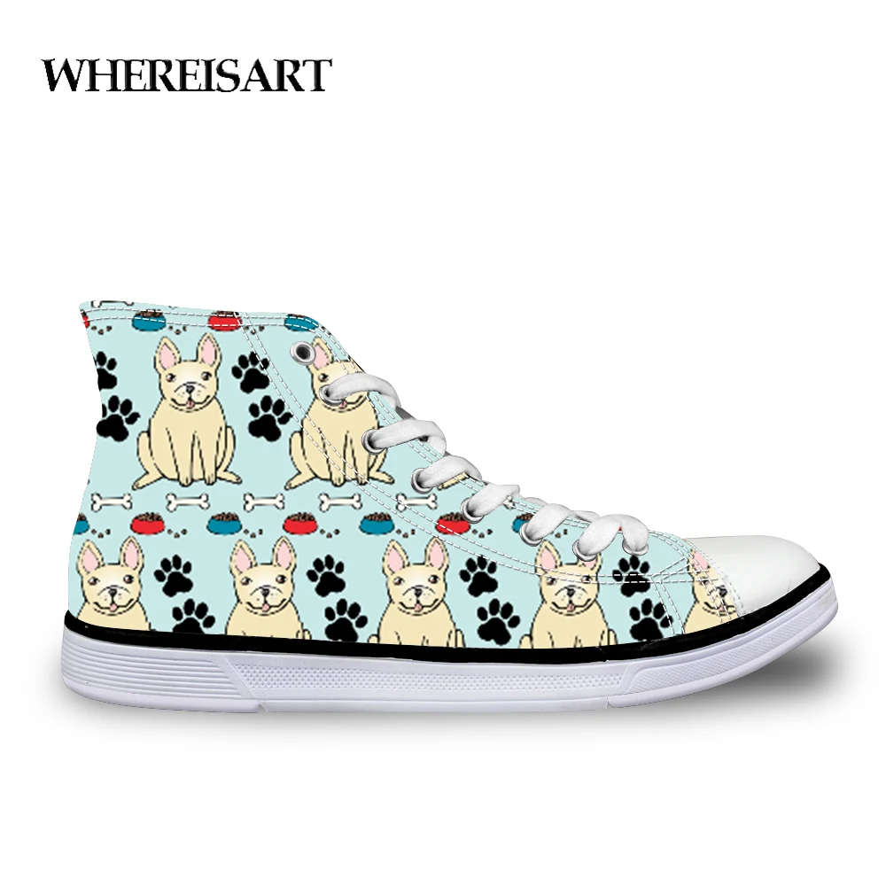 

WHEREISART French Bulldog Pattern Girls Sneakers Fashion Women Vulcanized Shoes 2019 Classic Platform Shoe Lady Halloween Gifts