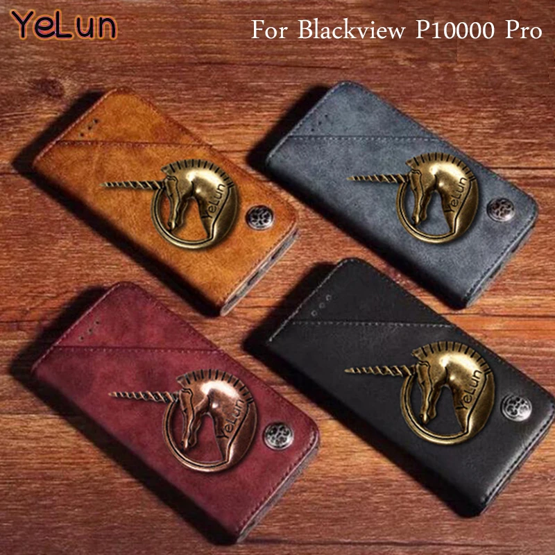 YeLun Ретро Чехол Для Blackview P10000 Pro Высокое качество Роскошный флип кожаный чехол металлический чехол с единорогом Бизнес Стиль Сумка для телефона