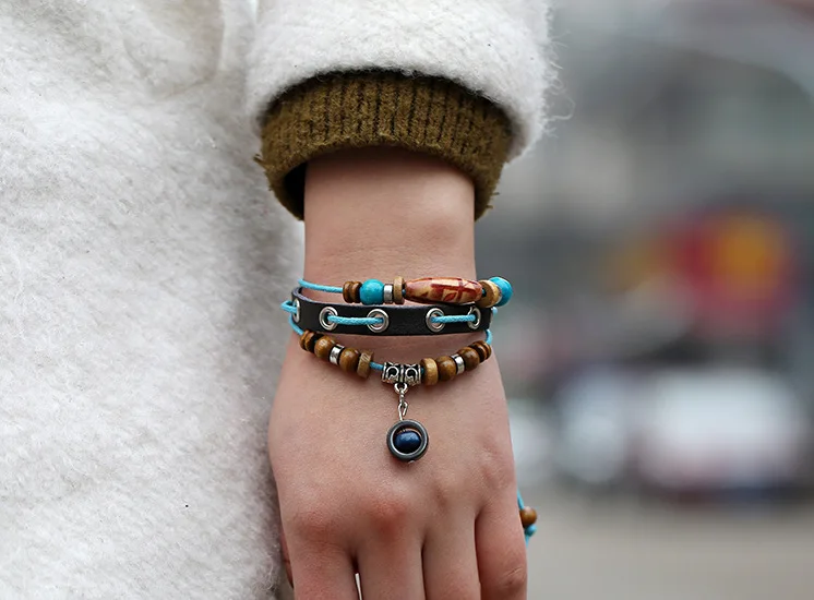 Handmade women fashion accessory brand design pearl charm leather bracelet wholesale | Украшения и аксессуары