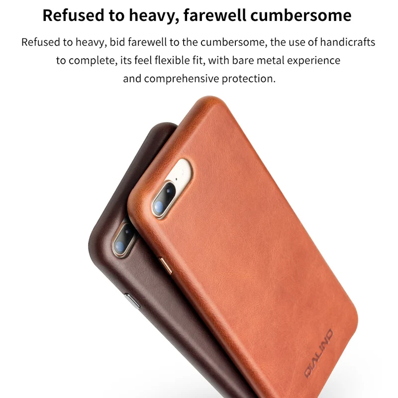 Деловой чехол QIALINO из натуральной кожи для iPhone 8 Plus Ультратонкий телефона ручной