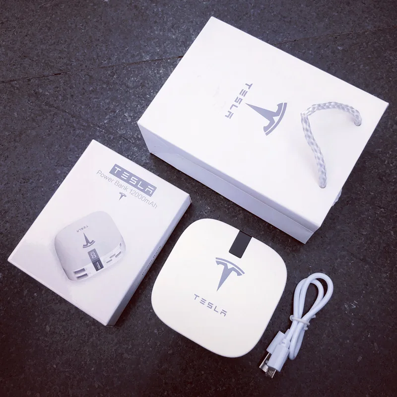 Новое поступление Тесла Мощность банк Зарядное устройство USB 12000 мА/ч банка силы