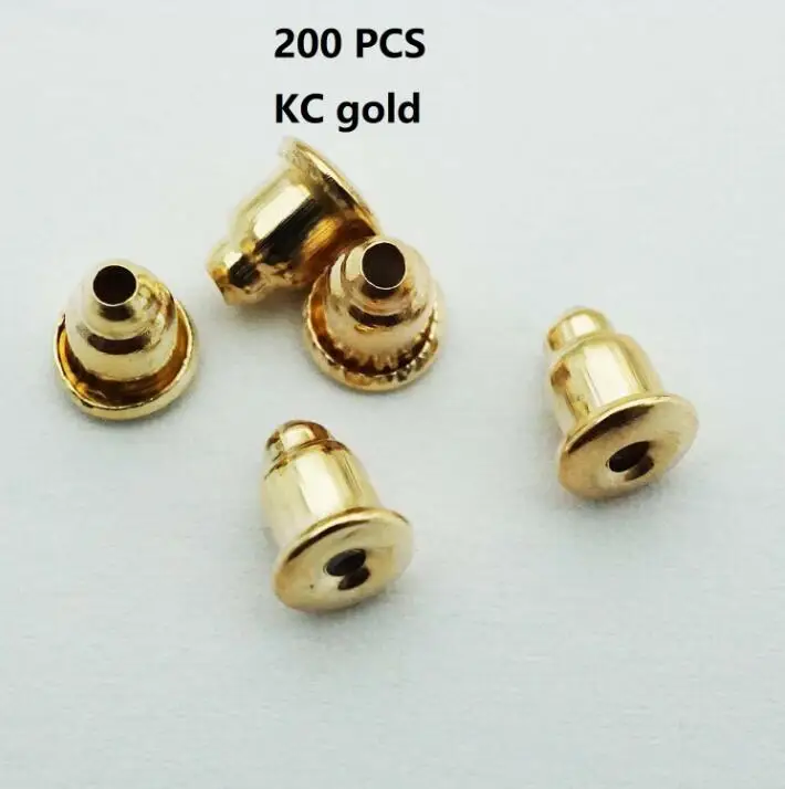 KC Gold 200 шт./лот, 5 мм, безопасная пуля, Бабочка, пробка, металлические, для изготовления женских украшений, аксессуары, сделай сам, части, затычки для ушей - Цвет: KC Gold