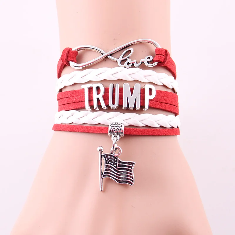 Little Minglou Infinity Love American presidential election TRUMP bracelet flag charm bracelets &amp bangles for women men jewelry |