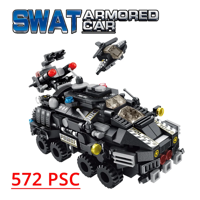 Бронированный автомобиль SWAT 572 шт. 12 в 1 военный летательный аппарат полицейская