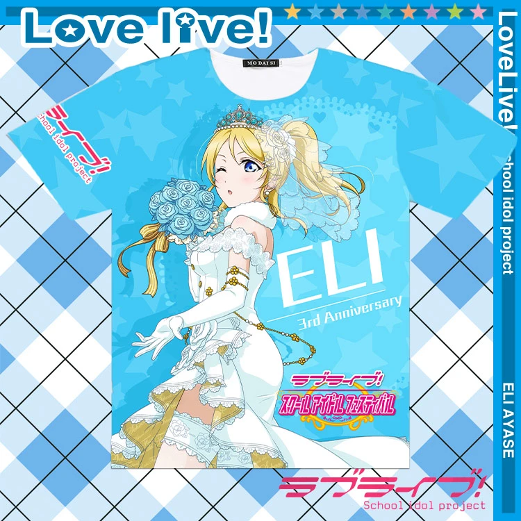 Новое поступление мужская и женская футболка аниме Love live Kotori Minami Eli Ayase косплей