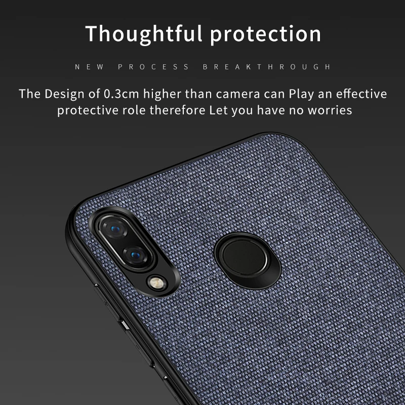For Xiaomi Redmi 7 Case Fabric Cloth Hybrid PU Hard PC Back Cover redmi7 Phone Full protection Fundas Coque |