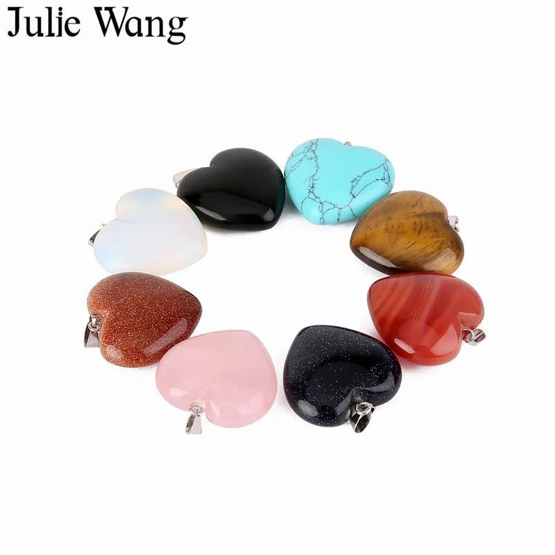 Julie Wang 1 шт. разноцветное сердце натуральные красивые серьги из драгоценных