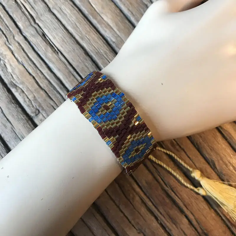 SHINUSBOHO, мужские браслеты, модные геометрические ювелирные изделия, Boho Miyuki, браслет для женщин, ручная работа, подарки, браслет дружбы, регулируемый - Окраска металла: MI-9B0003