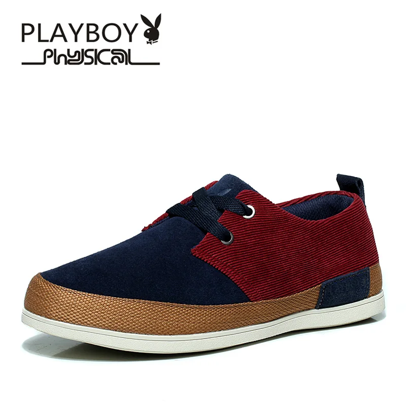 

PLAYBOY Casual Mens Loafers Shoes 2017 Summer Corduroy Driving Shoes Flats Moccasins Shoes for Men Lace-Up Shoes