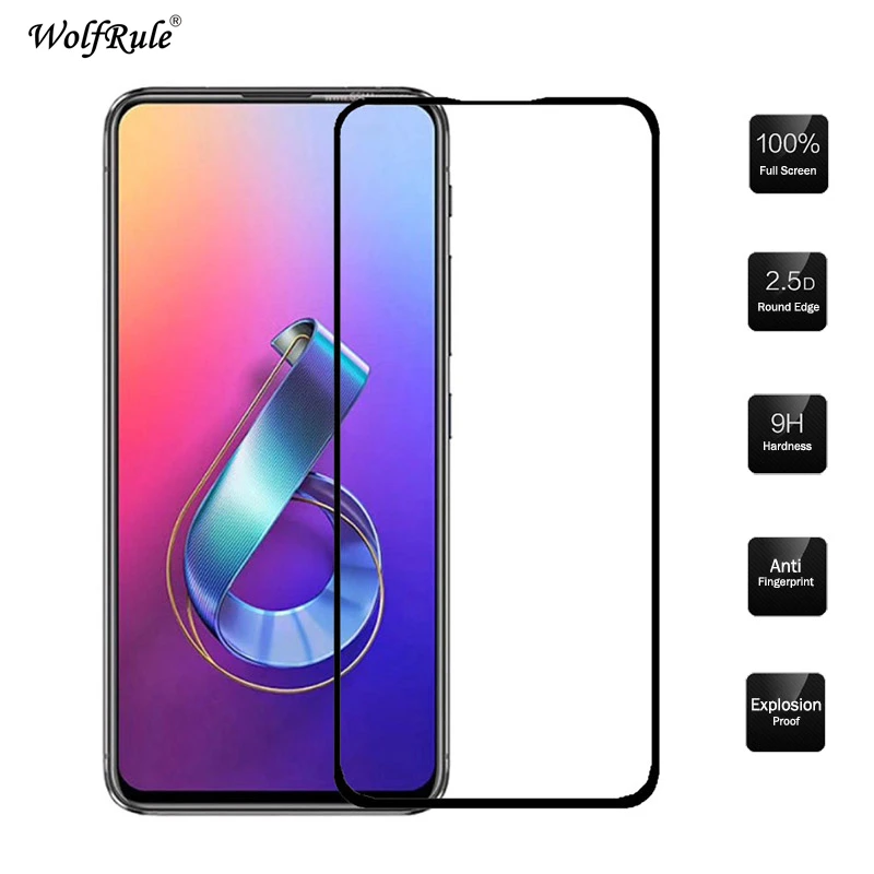 2pcs lcd screen protector asus zenfone 6 zs630kl full glue glass for asus zenfone 6z full cover tempered glass zenfone 6 2019 free global shipping