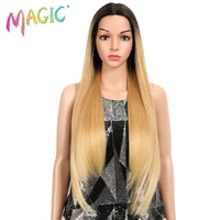 magic synthetic lace wigs blonde red wigs for black women 28 inch blonde straight hair wig for women high temperature fiber hair