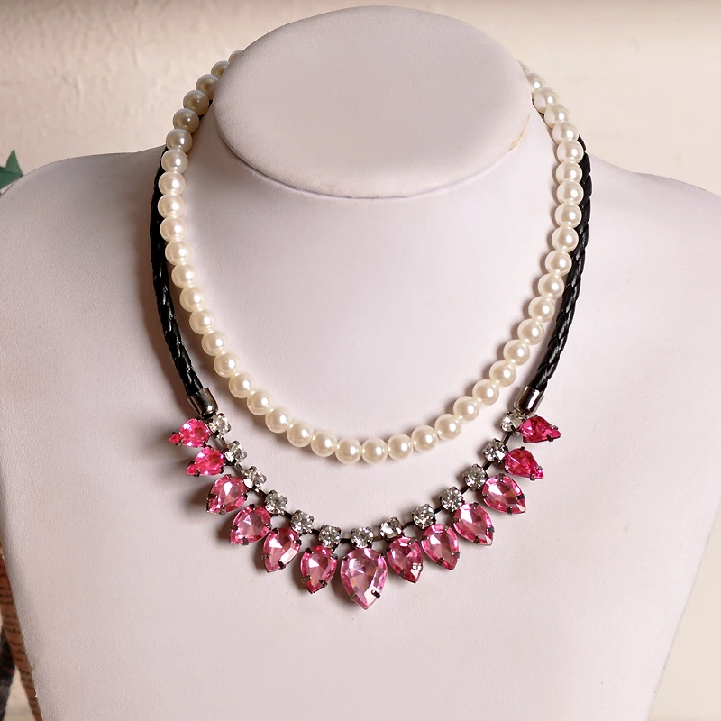 Hot new fashion flowery women's birthday party black chain tassel purple green pink necklace gift free shipping | Украшения и