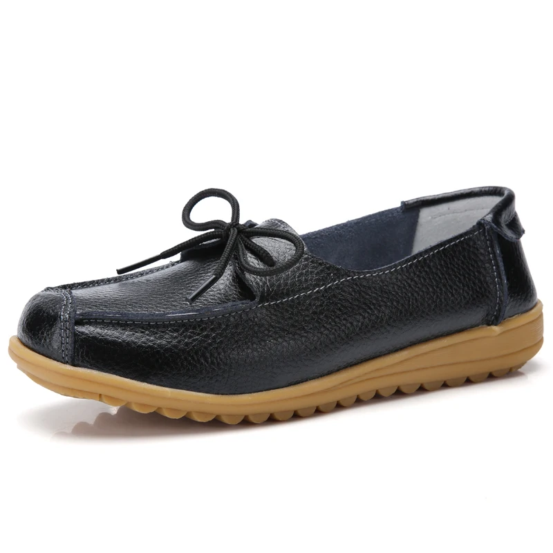 Big Size 35-43 Women Boat Flats Split Leather Lace-up Flat Shoes Woman Comfortable Ballet Mother Female Moccasins WSH3219 | Обувь