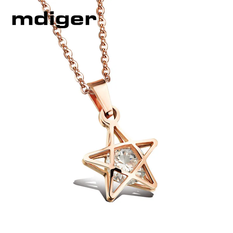 Mdiger Новинка 2017 года женские ожерелья из нержавеющей стали в форме звезды Любви
