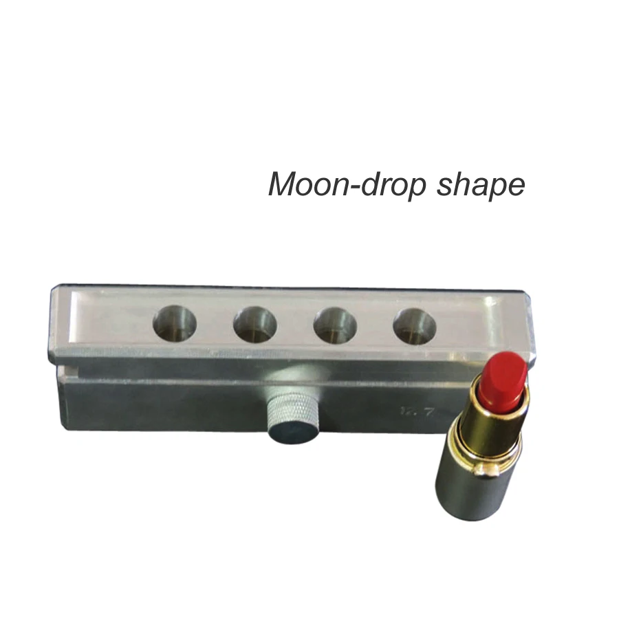 4 Cavities Aluminum Lipstick Filling Mold 12.1mm, 4 Cavity Lip Stick Fill Mould 12.7mm, Aluminum Mould_Moondrop Shape