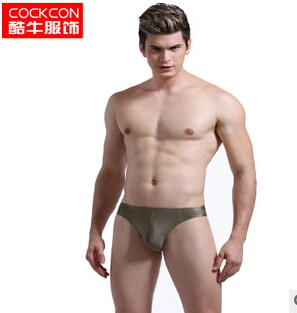 army green COCKCON/пикантные Для мужчин боксеры, мужское нижнее белье, тонкие дышащие колготки с заниженной талией бесшовные Фитнес молока трусы-боксеры из Ice Silk размеры s-xl - Цвет: army green