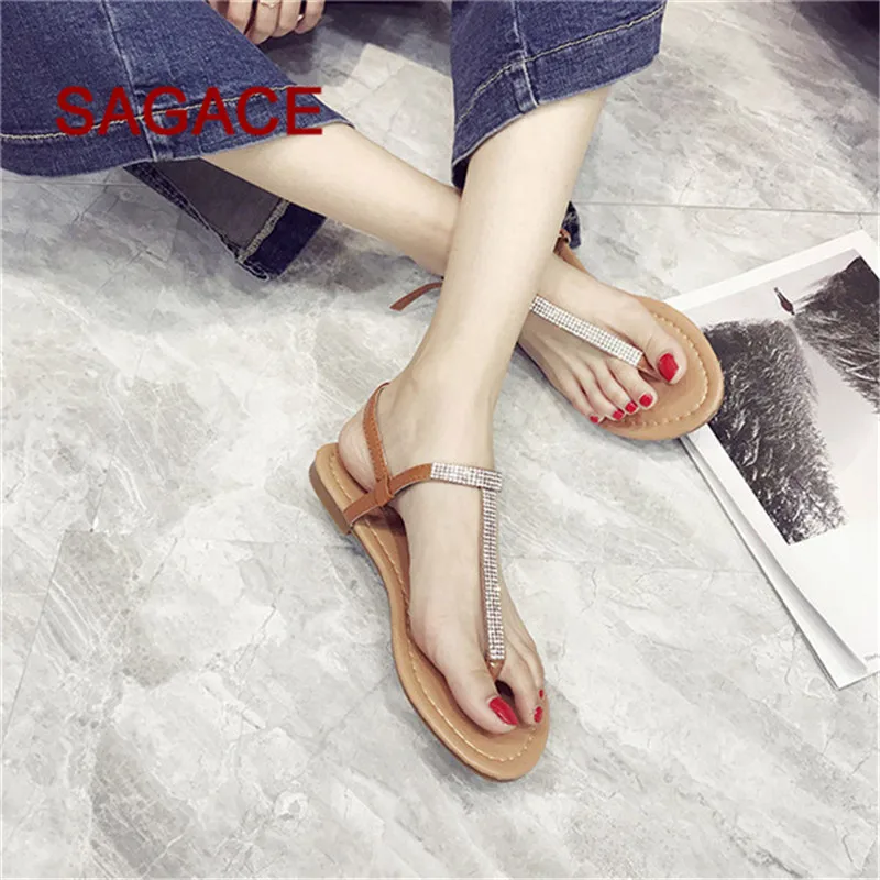 SAGACE/женские Босоножки на каблуке Женские с открытым носком украшенные стразами