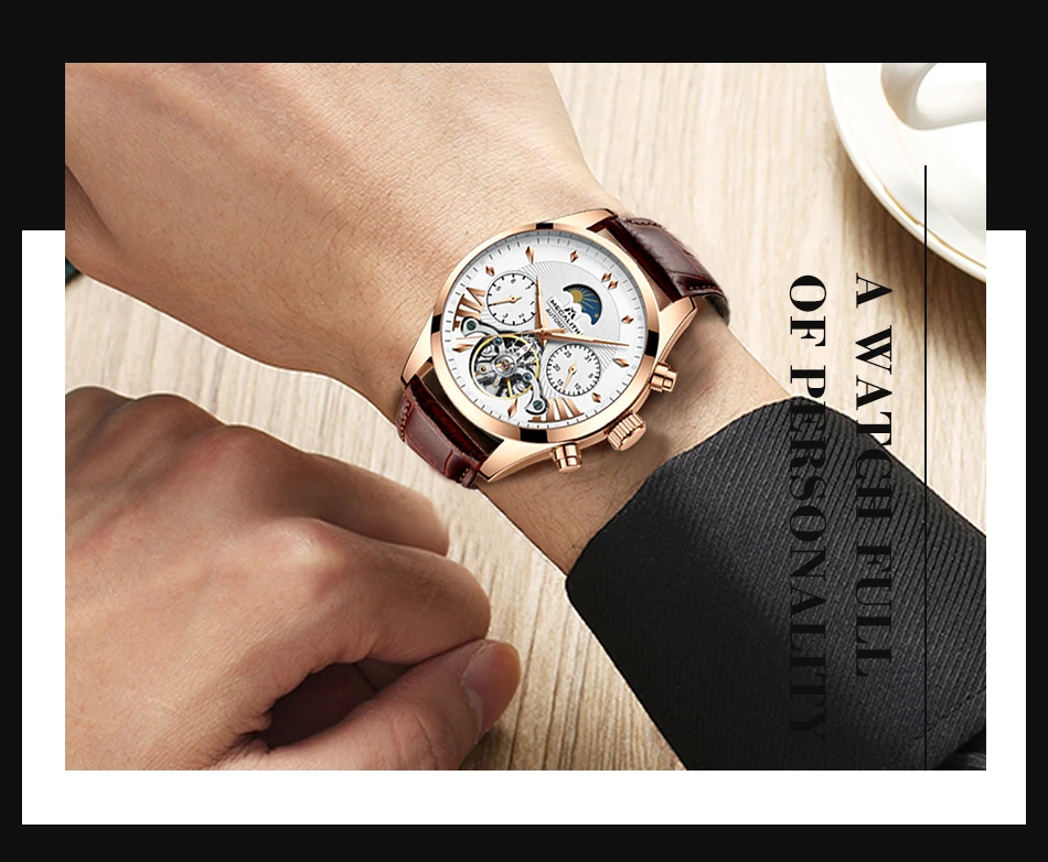 MEGALITH Мужские автоматические механические наручные часы tourbillon кожаные водонепроницаемые бизнес часы мужские спортивные наручные часы Relojes Hombre