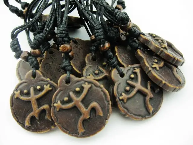 12 ожерелье из черного вощеного хлопкового шнура резной порошок кости смола