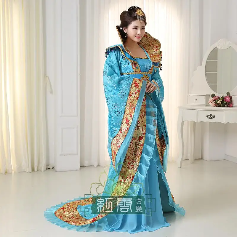 Костюм династии Древнего Китая для взрослых женщин синий белый красный желтый