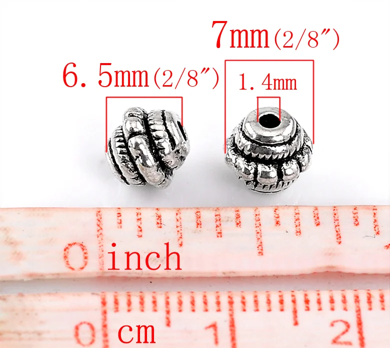 Doreen Box hot Spacer резные бусины серебристого цвета 7x7 мм 100 шт. (B22373)|spacer beads|beads spacers