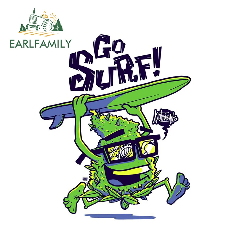 

EARLFAMILY, 13 см x 13 см, Мультяшные бутоны для серфинга, автомобильная наклейка, виниловая Светоотражающая наклейка для автомобильной головки, кр...