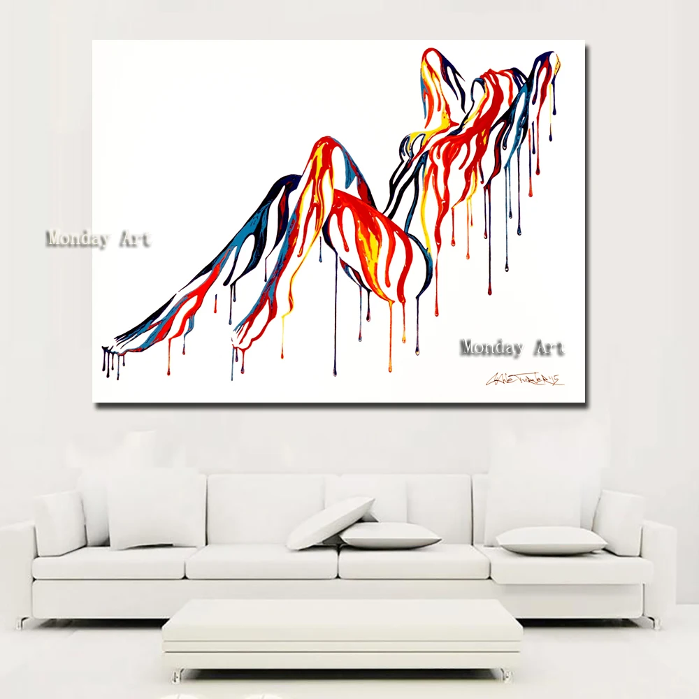 Acrylic Paintings best Hand Painted Abstract Home Decor Wall Art Nude Women Oil Painting on Canvas Palette Knife Naked Picture | Дом и сад