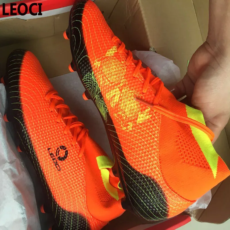 LEOCI/Мужская футбольная обувь TF высокие ботильоны футбольные бутсы больших