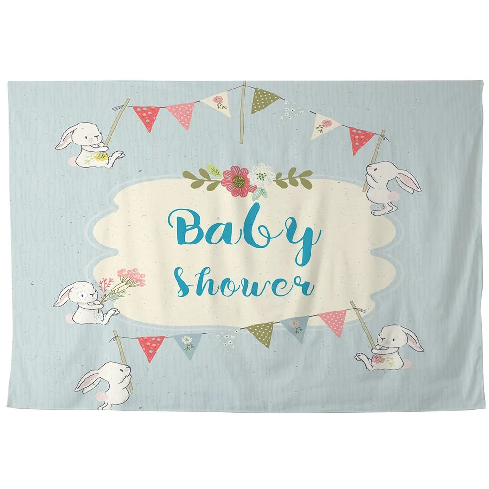 Funnytree backdrop photography baby shower cartoon little rabbit flags frame simple celebration photo new background photocall |
