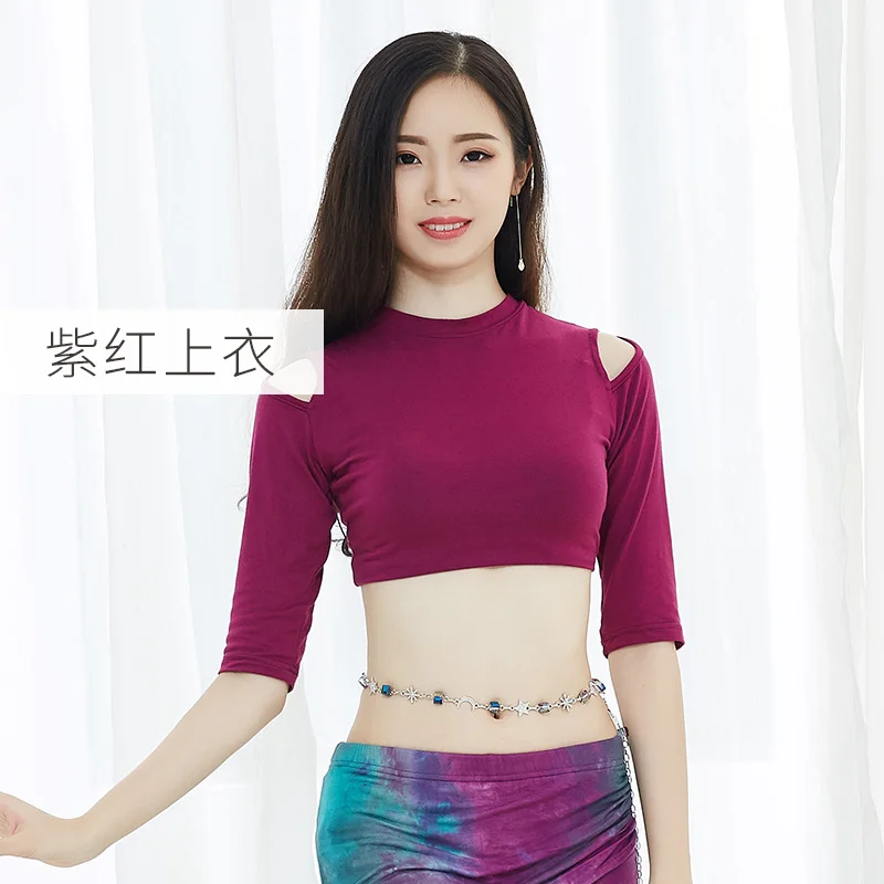 purple top Костюм для танца живота, комплект из 2 предметов, топ и юбка, женские костюмы для танца живота, одежда для выступлений, длинная юбка, костюмы для восточных танцев DQS1248 - Цвет: purple top