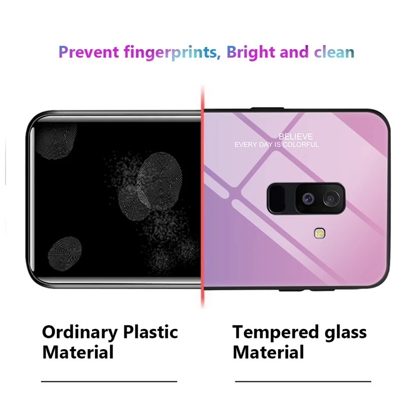 Стекло чехол для samsung Galaxy A7 A8 2018 закаленное A5 2017 A6 плюс A9 Чехол мобильного телефона