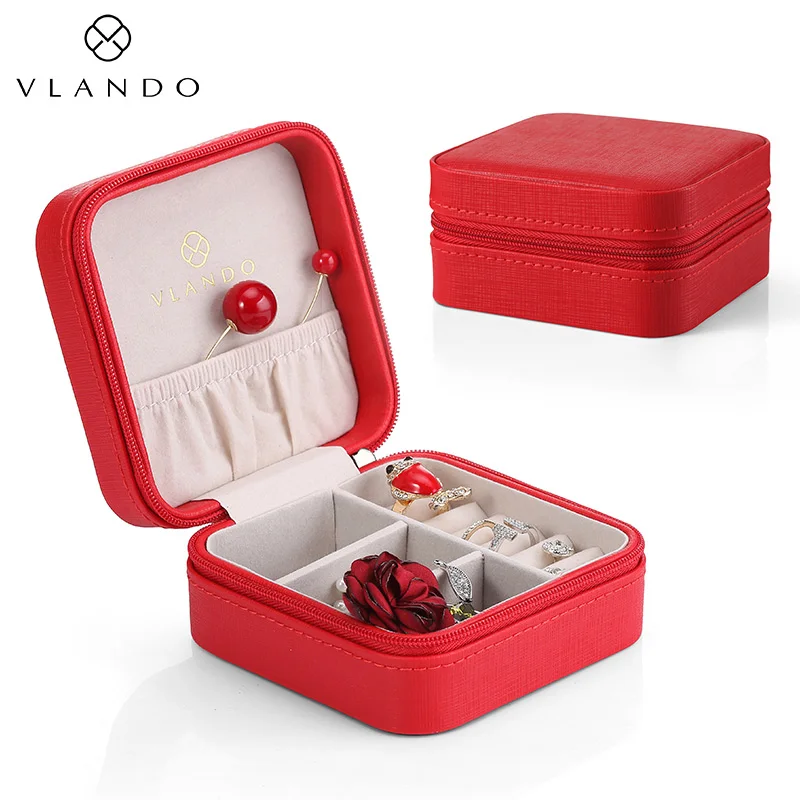 Red Vlando маленькая Подарочная коробка из искусственной кожи для путешествий, органайзер, чехол для хранения украшений, колец, сережек, ожерелий - Цвет: Red