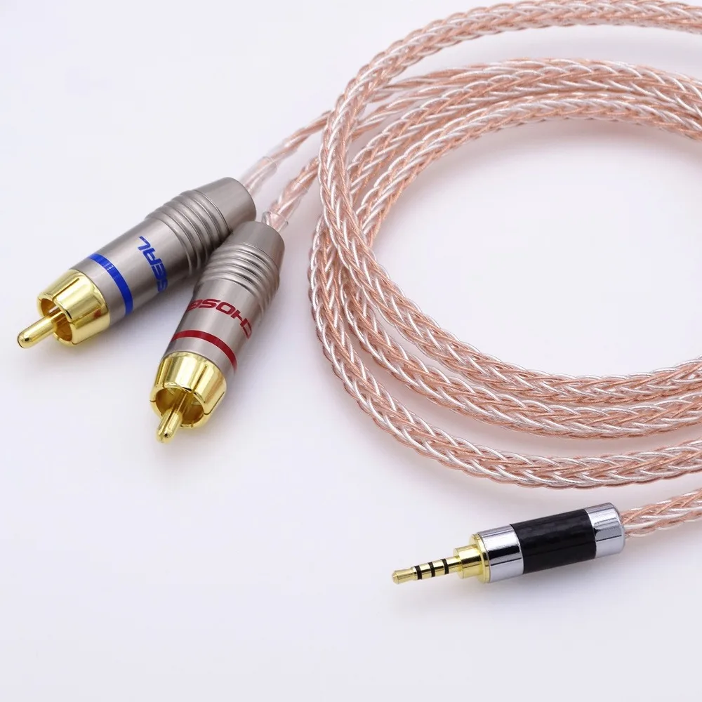 1 метр 1/8 3 5 мм до 2 RCA папа Hifi аудио 16 ядер 8 + Гибридный 5N Pcocc кабель адаптер |