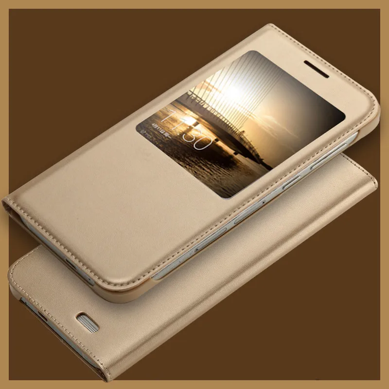Роскошный кожаный чехол-книжка с окошком для huawei Ascend G7 L01