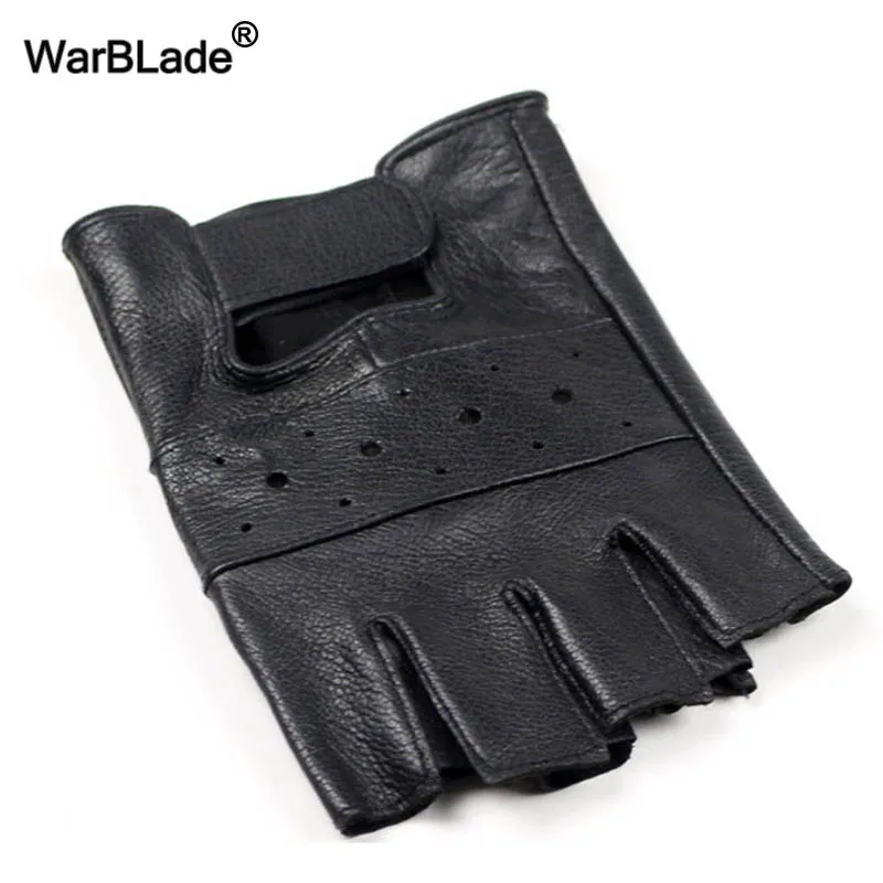 WarBLade, мужские перчатки из натуральной кожи, спортивные, для вождения, Нескользящие, Luvas, на половину пальца, овечья кожа, без пальцев, перчатки для спортзала, фитнеса