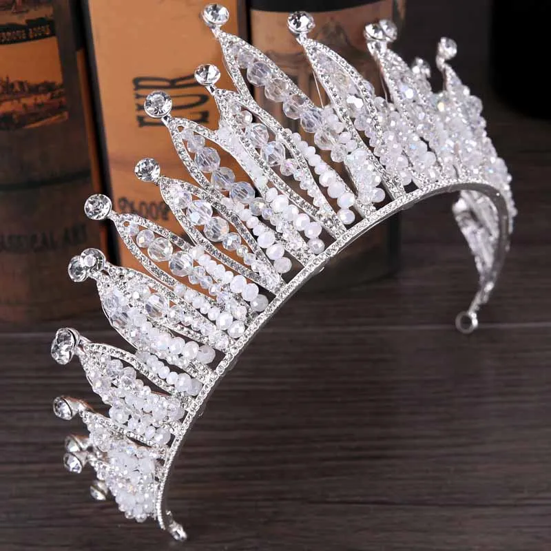Роскошный Большой Кристалл Стразы свадебная тиара Коронки Принцесса Queen
