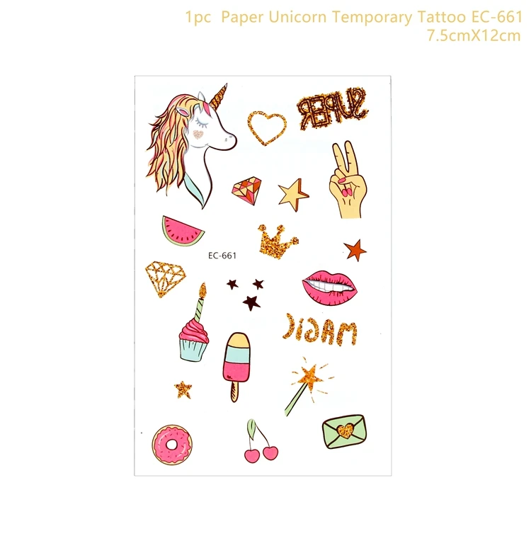 tattoo sticker 8 QIFU Единорог Набор для вечеринки Подарки для дня рождения украшения для вечеринки Дети Единорог день рождения Аксессуары для вечеринки, дня рождения вечерние сувениры Suppli - Цвет: tattoo sticker 8
