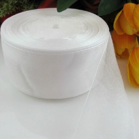 

(10 yards/lot) 2'' (50mm) white organza ribbons wholesale gift wrapping decoration Christmas ribbons D001
