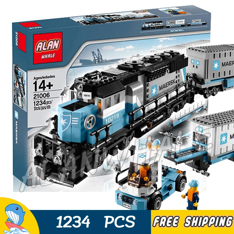 1234 шт. Creator Maersk поезда грузовой локомотив 21006 классические DIY фигурки строительные блоки игрушка совместима с Лаго