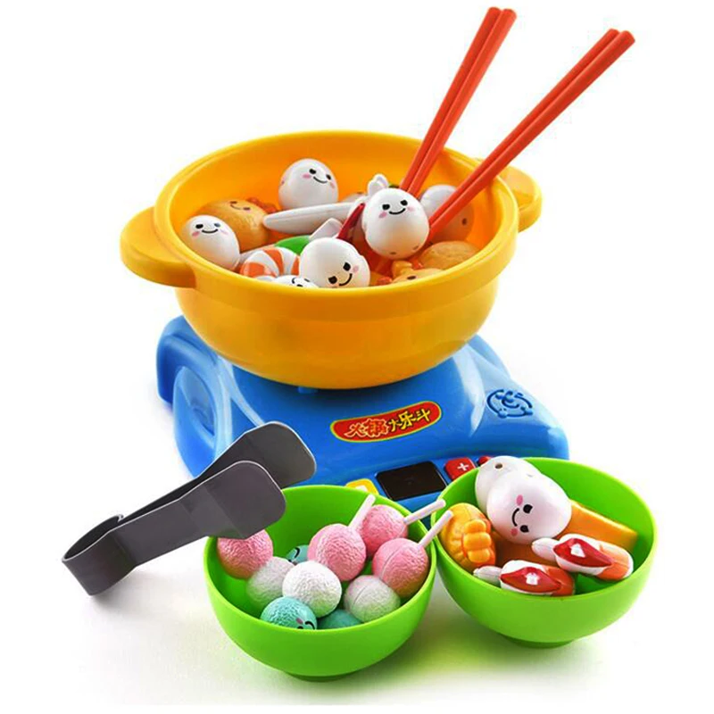 Kids Toys Pretend Kitchen Cooking Hot Pot Food Tools Kits Play House Toy Cookware Set Clipping Family Game Education Gifts |