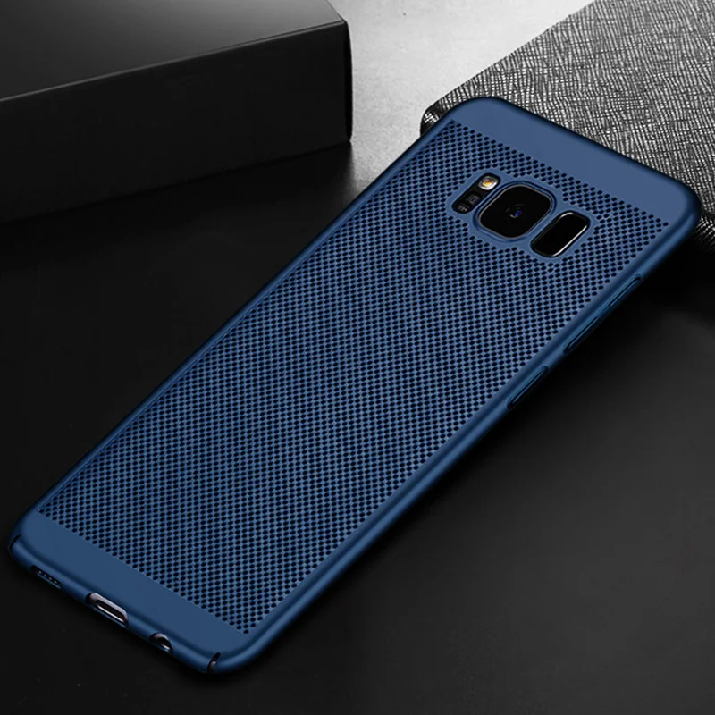 Blue Чехол для samsung Galaxy S10 Plus S8 S9 Plus S6 S7 Edge S10e S10 Plus тонкий теплоотвод дышащий охлаждающий жесткий чехол из поликарбоната - Цвет: Blue