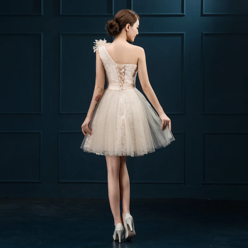 

New Bridesmaid Dresses Elegant one Shoulder Bride Gown Princess Short Ball Prom Party Homecoming/Graduation Formal Dress