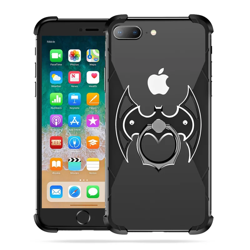 OATSBASF для iPhone 7 8 чехол летучая мышь дизайн бампер подушка безопасности металлический чехол роскошное кольцо держатель индивидуальный корпус для iPhone 7 8 Plus чехол