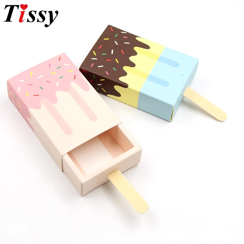 2 шт./лот милая коробка в форме мороженого складывающаяся бумага мультяшный ящик