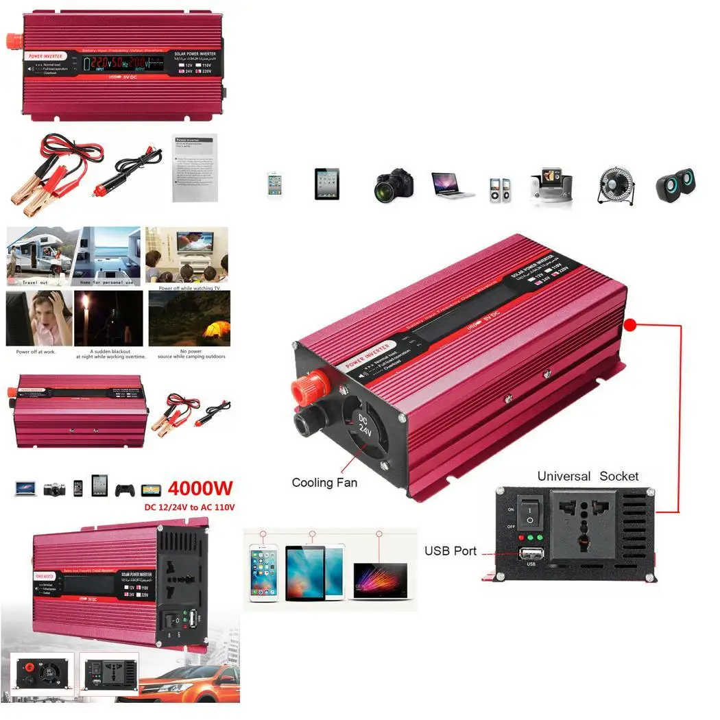 4000W ЖК-дисплей Дисплей автомобильный Солнечный Мощность Инвертор постоянного