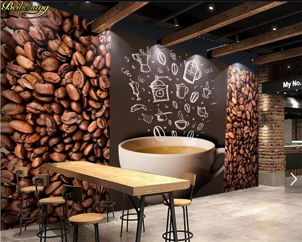 

beibehang Custom wallpaper mural nostalgic coffee beans cafe tooling wall papers home decor papel de parede 3d wallpaper