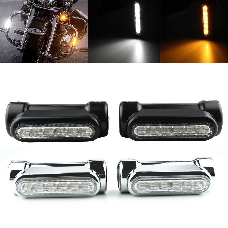 

FADUIES Black/Chrome Motorcycle LED Highway Bar Switchback Driving Light/turn signal light For Harley bike Touring Victory