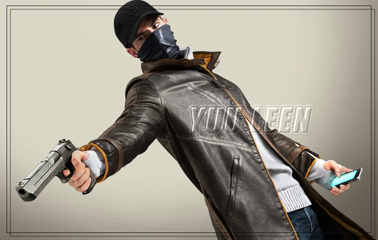 [Сток] Высокое качество! Куртка из искусственной кожи для игры в Watch Dogs Aiden Pearce, ветровка, костюмы для косплея на Хэллоуин для женщин/мужчин S-3XL