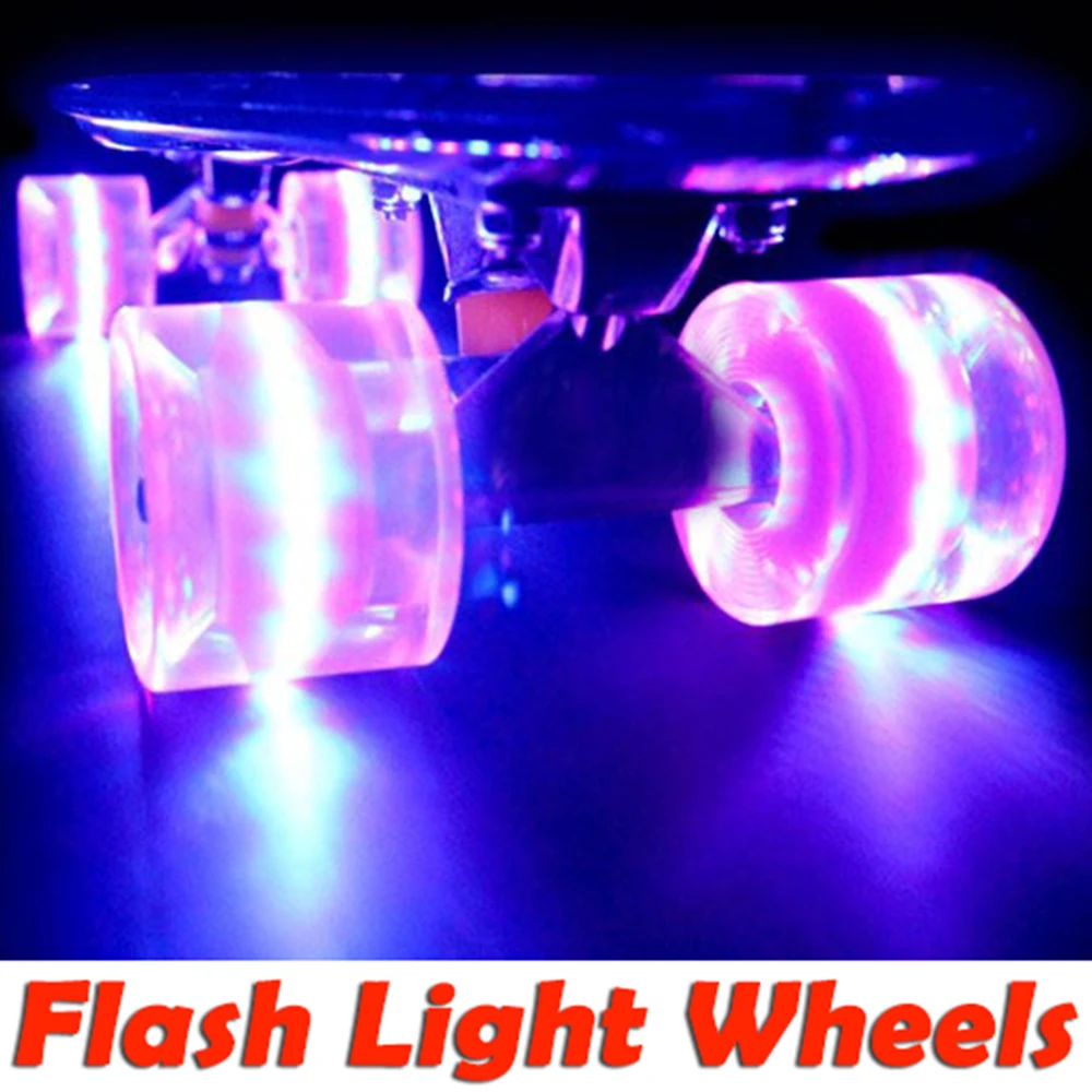 

Free shipping fish board skateboard led light with flashing wheels banana peny style single longboard mini cruiser skate board